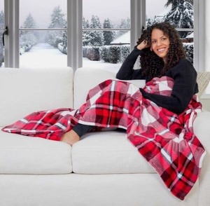 lot 251 image: New  Home With Flora Nikrooz Plush Throw Blanket With Foot Pocket 60 x 70