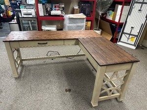 lot 74 image: Pike & Main Quinn Corner Desk with Sit  Stand Manual Lift (1518274) Retail $599.99