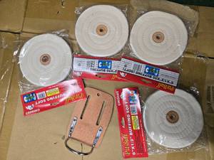 lot 15 image: Lot of 4 Pitbull Buffing Soft (6 x 12, New in Pack) and one Hammer Holder