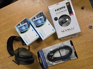 lot 43 image: Lot Electronic accessories ( 2 Car Mounts, 1 HDMI High Speed Cable, One 6ft RG59 Coaxial Video Cable and  a Noice Reducer Er piece)