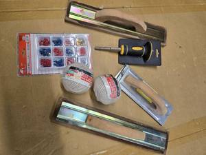 lot 92 image: Lot of 3 Plastering Trowels, 2 Multi-purpose Twines,  One 100PCS of Terminal Assortment, and 1 hand tool