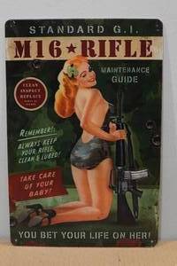 Metal M16 Rifle Sign