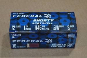 10 Federal Shorty 12 Gauge 1-34 8 Shot Shotshells