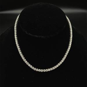 lot 1 image: Brand New 15.50 Carat Diamond Tennis Chain Necklace in 14k White Gold $18,600 Retail