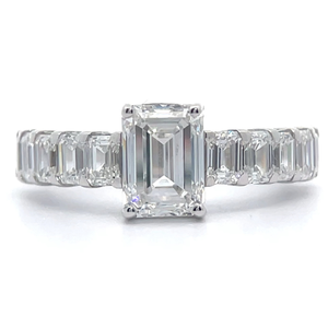 lot 12 image: 3.75 Carat Emerald Cut Diamond Solitaire 12 Eternity Ring in 14k White Gold VIDEO