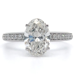 lot 17 image: NEW 2.33 Carat Diamond Oval Hidden Halo Ring in 18K White Gold VIDEO