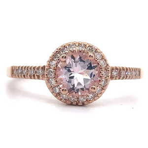 lot 28 image: Morganite & PavDiamond Halo Basket Ring in Rose Gold VIDEO