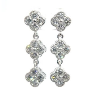 lot 33A image: 1.78 Carat Diamond Four-Leaf Clover Flower Drop Earrings