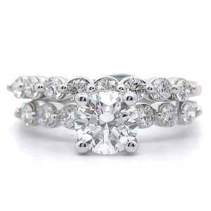 lot 33 image: 1.75 Carat Diamond Matching 2-Piece Bridal Ring Set in 14k White Gold VIDEO