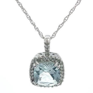 lot 36 image: Aquamarine & PavDiamond Halo Pendant Necklace