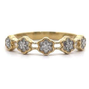 lot 47 image: NEW 0.16 Carat Diamond Cluster Flower Trellis Ring in Yellow Gold