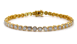 lot 51 image: 2.50 Carat Diamond Geometric Bezel Link Tennis Bracelet VIDEO