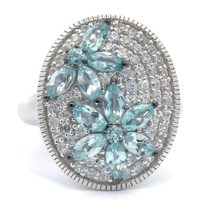 lot 54 image: NEW Apatite and PavWhite Zircon Oval Ring VIDEO