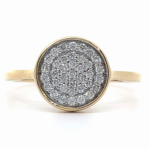 lot 55 image: 0.30 Carat PavDiamond Cluster Circle Ring in 14k Yellow Gold VIDEO