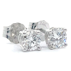 lot 61 image: 0.50 Carat Diamond Round Brilliant Cut Classic Solitaire Stud Earrings in 14k White Gold VIDEO
