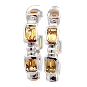 lot 76 image: Emerald Cut Citrine Chunky 34 Open C-Hoop Earrings