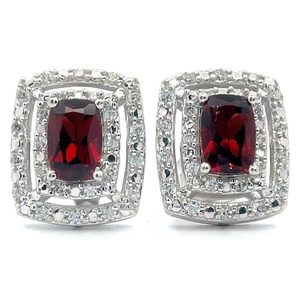 lot 79 image: Garnet & PavWhite Zircon Double Halo Stud Earrings VIDEO