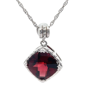 lot 80 image: Checkerboard Garnet Drop Pendant Necklace