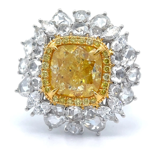 lot 10A image: Brand New 4.69 Carat Fancy Yellow & White Natural Diamond Snowflake Cluster Ring in 18k Two-Tone Gold w GIA Report $115,137 Appraisal Included VIDEO