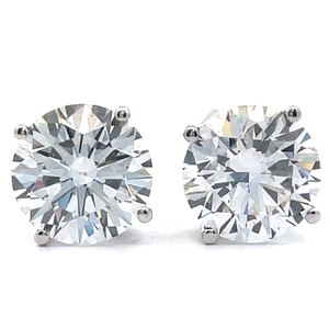 lot 14A image: 3 Carat Diamond Round Classic Solitaire Stud Earrings in 14k White Gold w EGL Report Card
