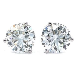 lot 8A image: 4 Carat Diamond Solitaire Three-Prong Martini Stud Earrings in 14k White Gold $5950 Retail