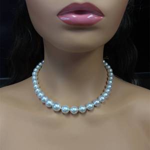 lot 26E image: NEW White South Sea Pearl Single Strand Necklace w 14k White Gold Clasp $11,500 Appraisal Included