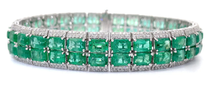 lot 22A image: Oscar Friedman 36.35 Carat Emerald & Natural Diamond Bracelet in Platinum $76,320 Appraisal Included VIDEO