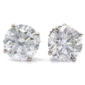 lot 10C image: NEW 5.27 Carat Natural Diamond Classic Round Solitaire Stud Earrings in 14k White Gold $62,573 Appraisal Included