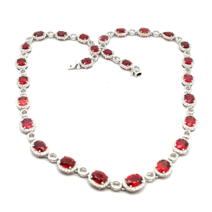 lot 22C image: New & Very Rare Oscar Friedman 38.72 Carat Natural Red Sapphire & PavNatural Diamond Halo Necklace in Platinum $92,458 Appraisal Included VIDEO