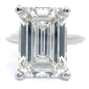lot 1B image: NEW 9.12 Carat Emerald Cut Diamond Solitaire Ring in Platinum VIDEO