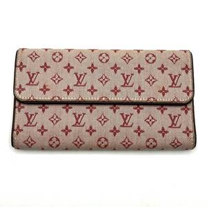 lot 46N image: Louis Vuitton Red Monogram Mini Porte Tresor International Long Wallet $500 Retail