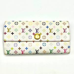 lot 21L image: Louis Vuitton x Murakami White with Pink Interior Multicolor Portefeuille Sarah Wallet $800 Retail