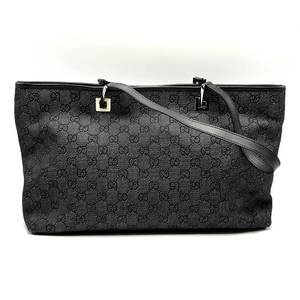 lot 21J image: Gucci Black GG Canvas x Leather Bag $1,200 Retail