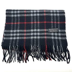 lot 71A image: Burberry Black & Red Check 100% Lambswool Scarf $500 Retail