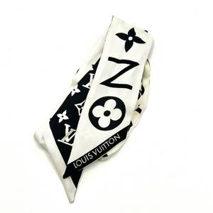 lot 47B image: Louis Vuitton Monogram Letters Black & White Silk Bandeau Scarf