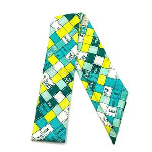 lot 71B image: Herms Multicolor Patchwork Silk Twilly Scarf