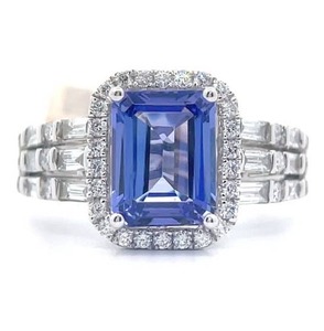 lot 10K image: EFFY Designer 2.69 Carat Tanzanite and Natural Diamond Halo Ring in 14K White Gold $9,649 Retail Tag Attached VIDEO