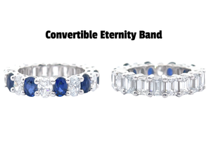 lot 10J image: 6.25 Carat 2-way Eternity Band, Diamonds and Sapphires in 14k White Gold Ingenious Masterpiece $7,825 Retail VIDEO