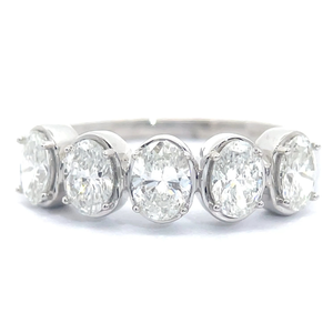 lot 30A image: 1.25 Carat Anniversary Diamond Ring  5 Ovals in 14K White Gold Stunning $3,740 Retail