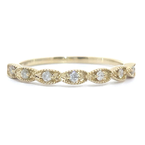 lot 55O image: 0.20 Carat Diamond Milgrain Leaf Stacking Ring in Yellow Gold