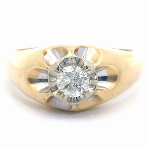 lot 55T image: Mens 0.30 Carat Diamond Solitaire Signet Ring in 14k Yellow Gold VIDEO