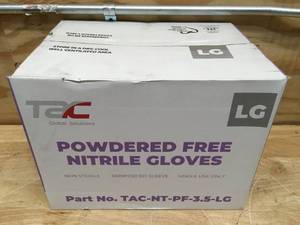 lot 114 image: Case of TAC Powdered Free Nitrile Gloves Size Large