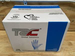 lot 115 image: Case of Powder Free Blue Nitrile Gloves Size Large