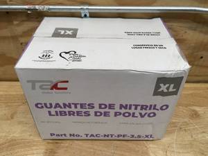 lot 116 image: Case of TAC Powdered Free Nitrile Gloves Size XL