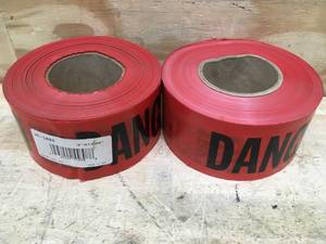 lot 120 image: Lot of 2 - 3 x 1000 Roll of Red Danger Tape