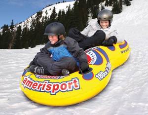 lot 18 image: DOUBLE AMERISPORT Snow Tube- Yellow (71 x 43 inflated)