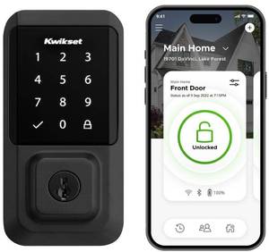 lot 127 image: KWIKSET HALO Matte Black Touchscreen WiFi Keypad Electronic Single-Cylinder Smart Lock Deadbolt featuring SmartKey Security