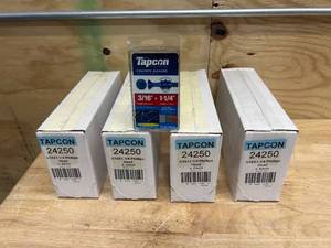 lot 89 image: BUILDEX Lot of 4 Cases of- 316 x 1-14 Tapcon Concrete Anchors (6 packs per case, 25 anchors per pack)
