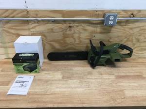 lot 6 image: Green Machine Cordless Chainsaw Model # GMCS6200