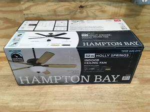 lot 3 image: HAMPTON BAY Holly Springs 52 in. Indoor Matte Black LED Ceiling Fan with Light, Downrod and Reversible Blades Included